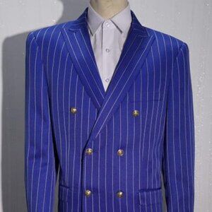 Royal/White Bold Stripe Green Double Breasted Suit Many Styles & Brands